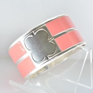 Coral Pink Very Wide Large Enamel Bangle Bracelet